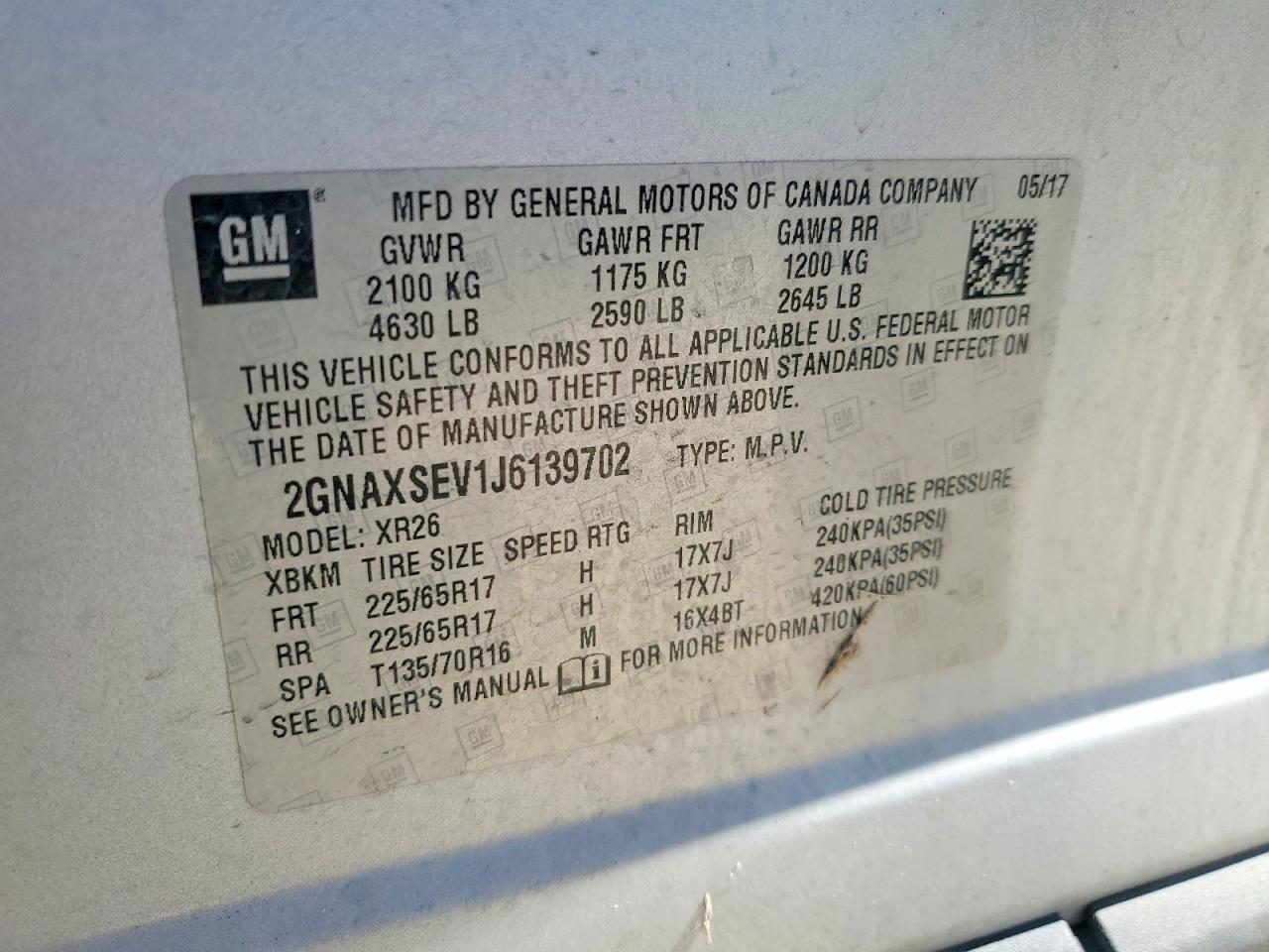 2018 CHEVROLET EQUINOX LT photo 14