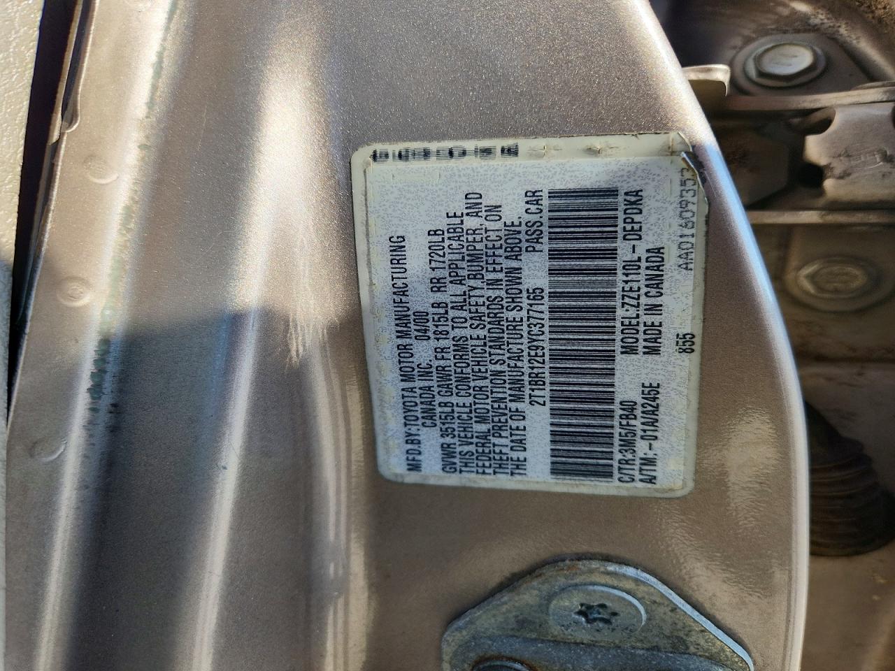 2000 TOYOTA COROLLA VE photo 34