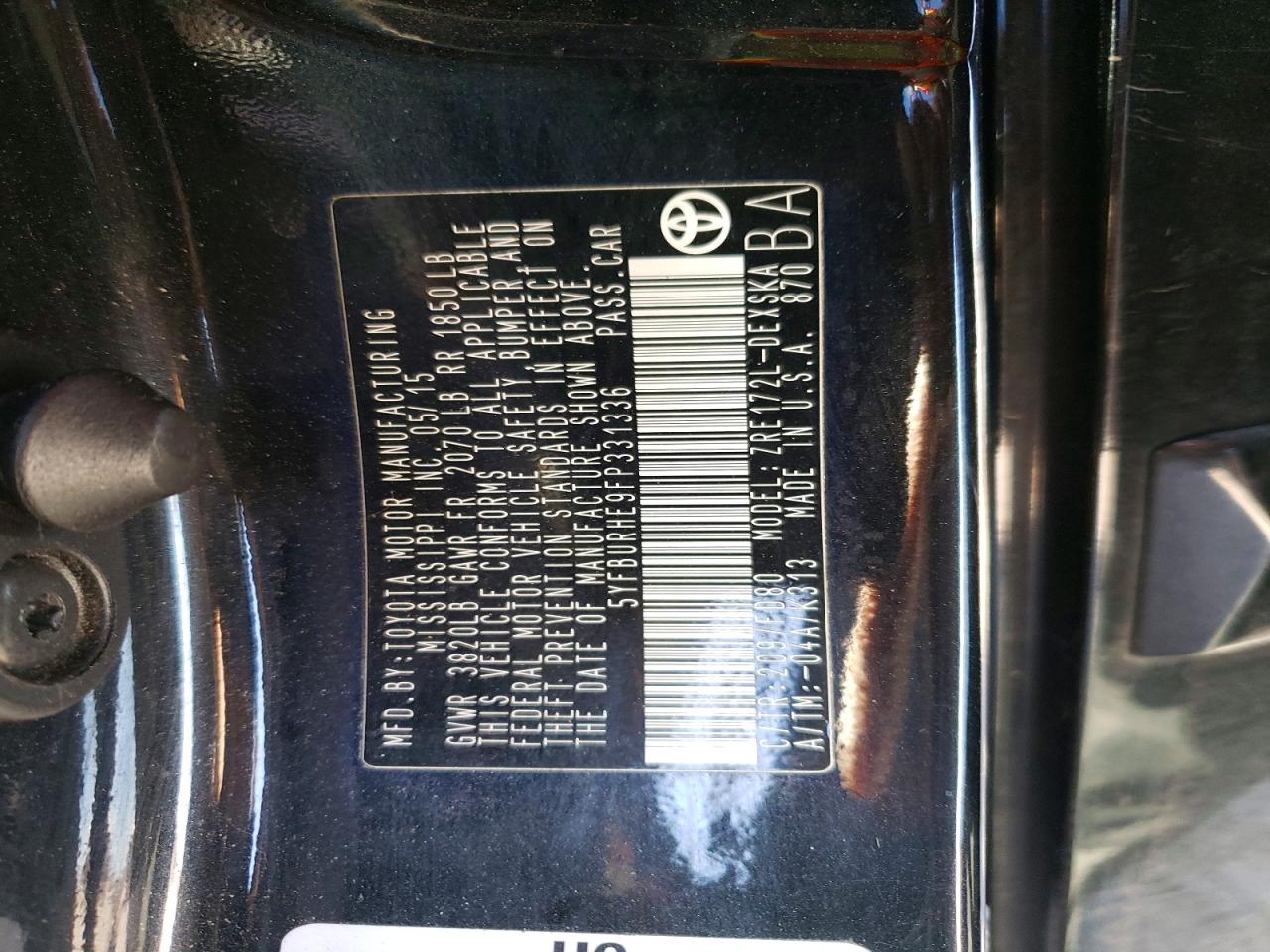 2015 TOYOTA COROLLA S PLUS photo 12