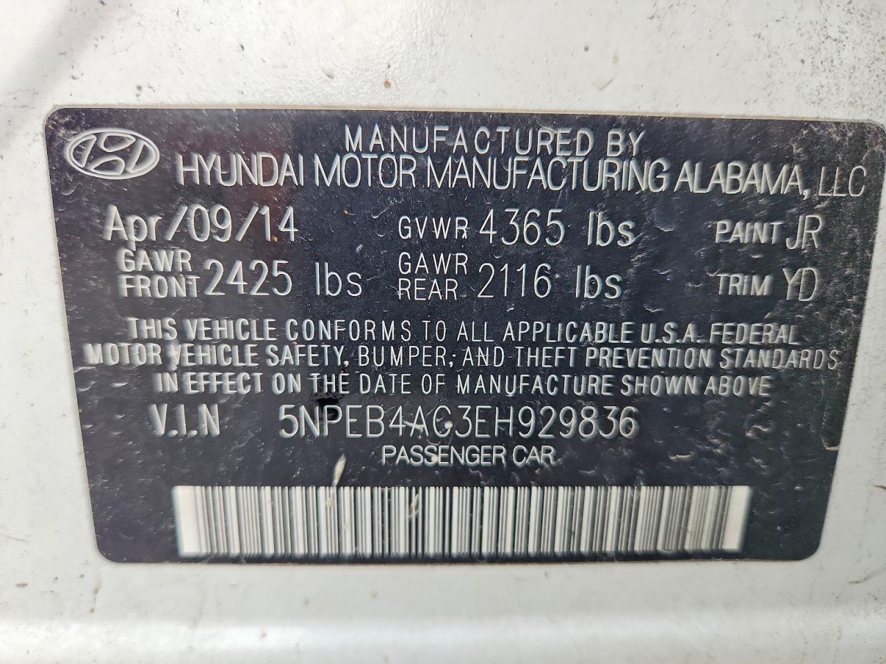 2014 HYUNDAI SONATA GLS photo 23