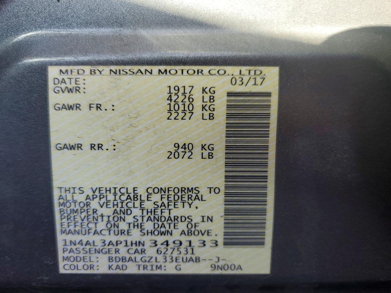 2017 NISSAN ALTIMA 2.5 photo 23