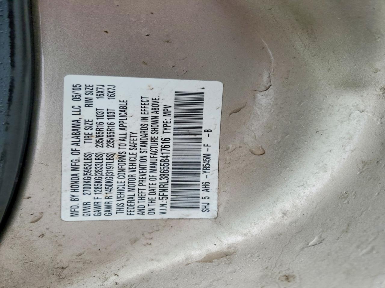 2005 HONDA ODYSSEY photo 13