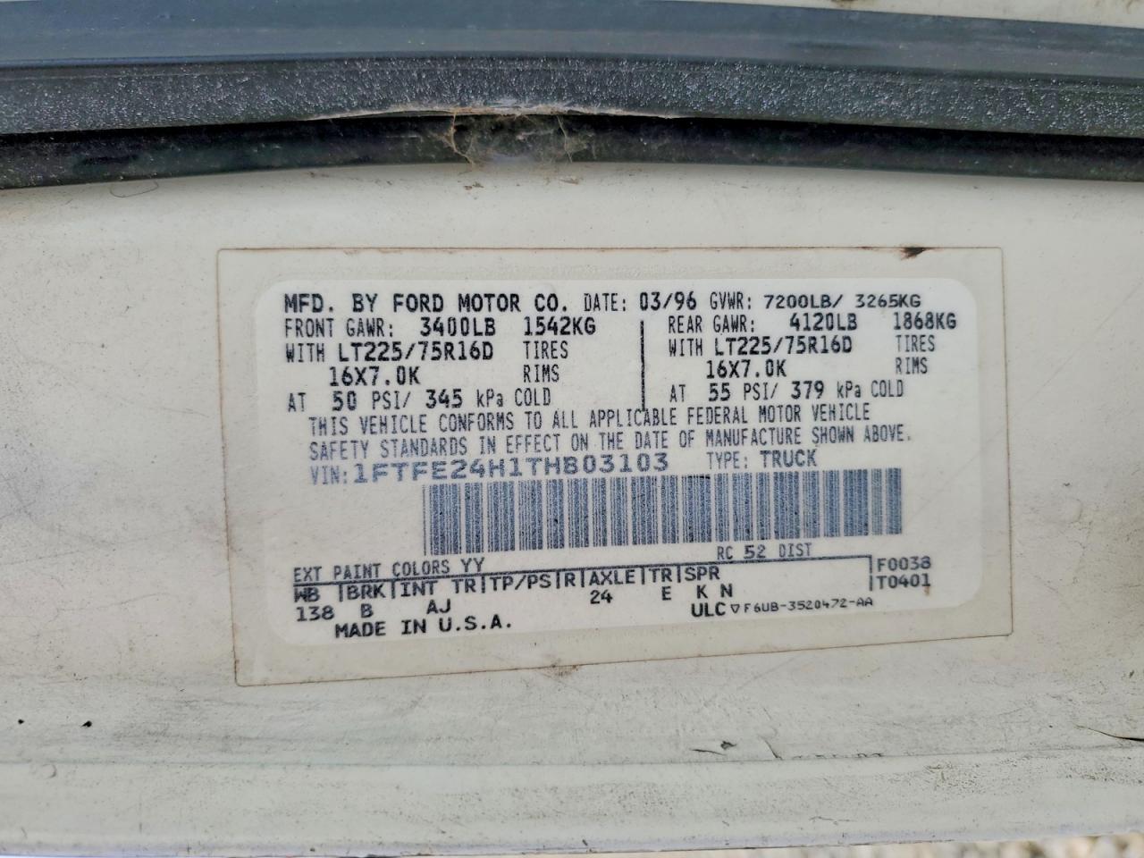 1996 FORD E250 DELIVERY VAN photo 13