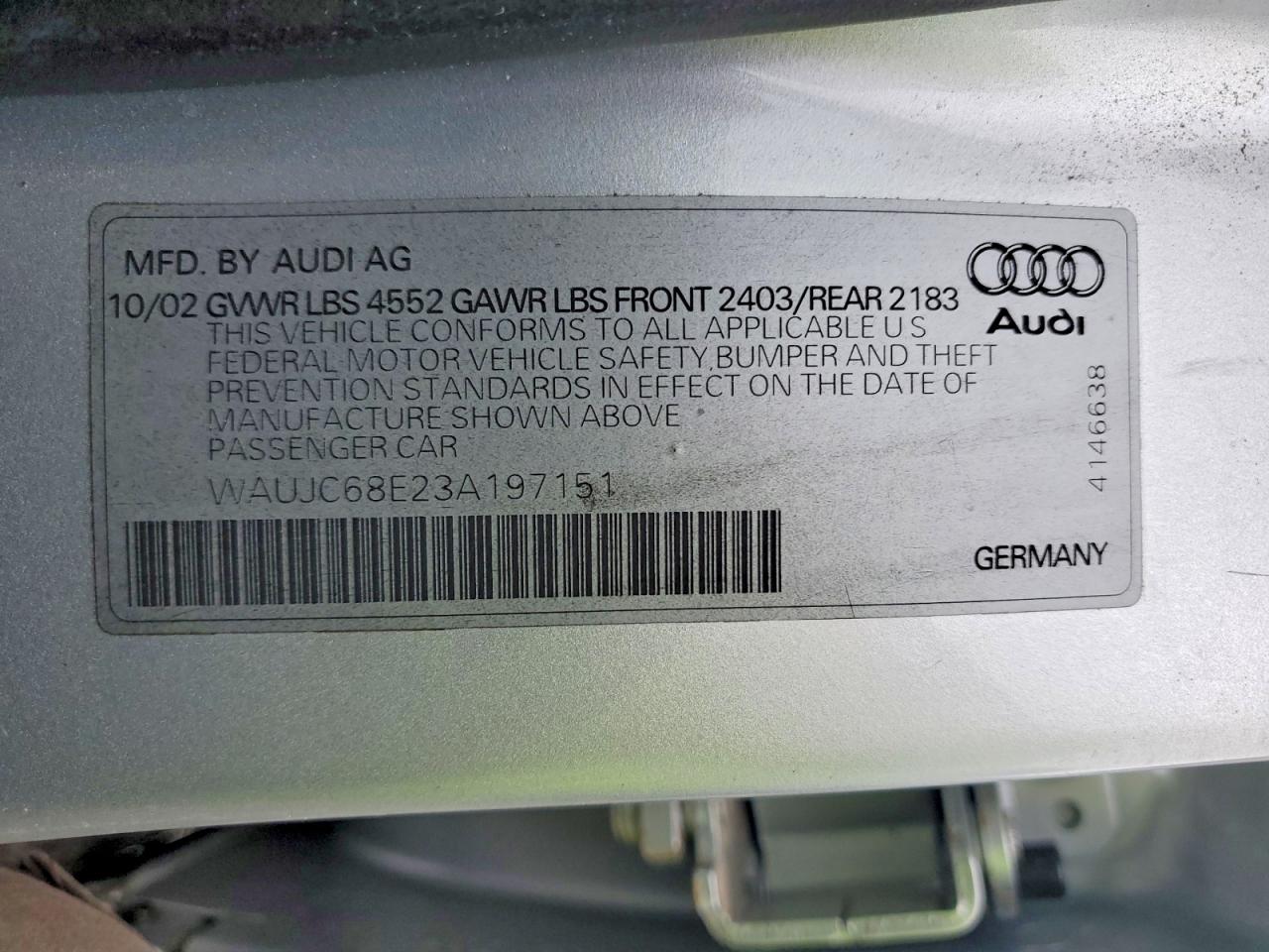 2003 AUDI A4 1.8T photo 12