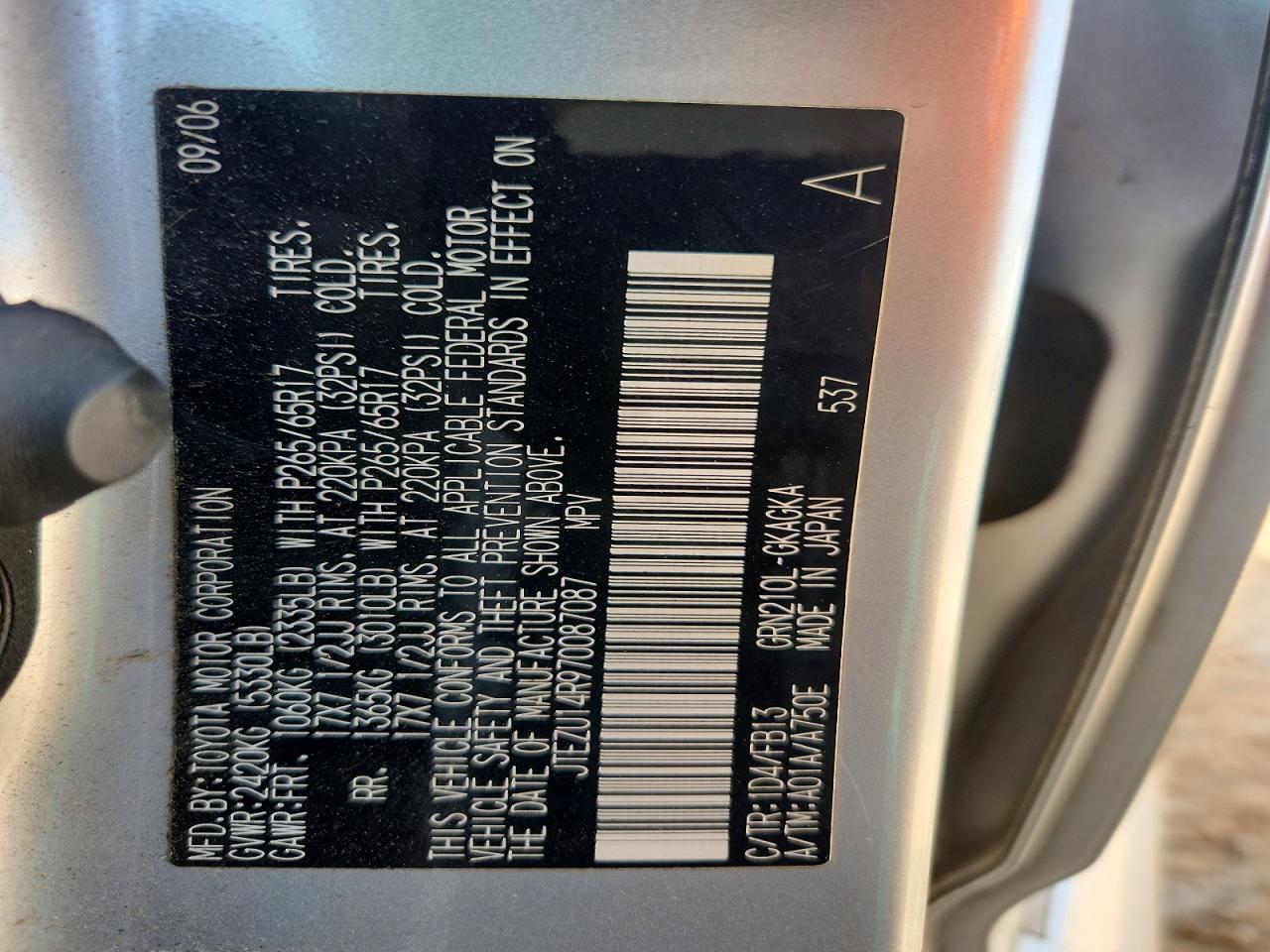 2007 TOYOTA 4RUNNER SPORT EDITION photo 13