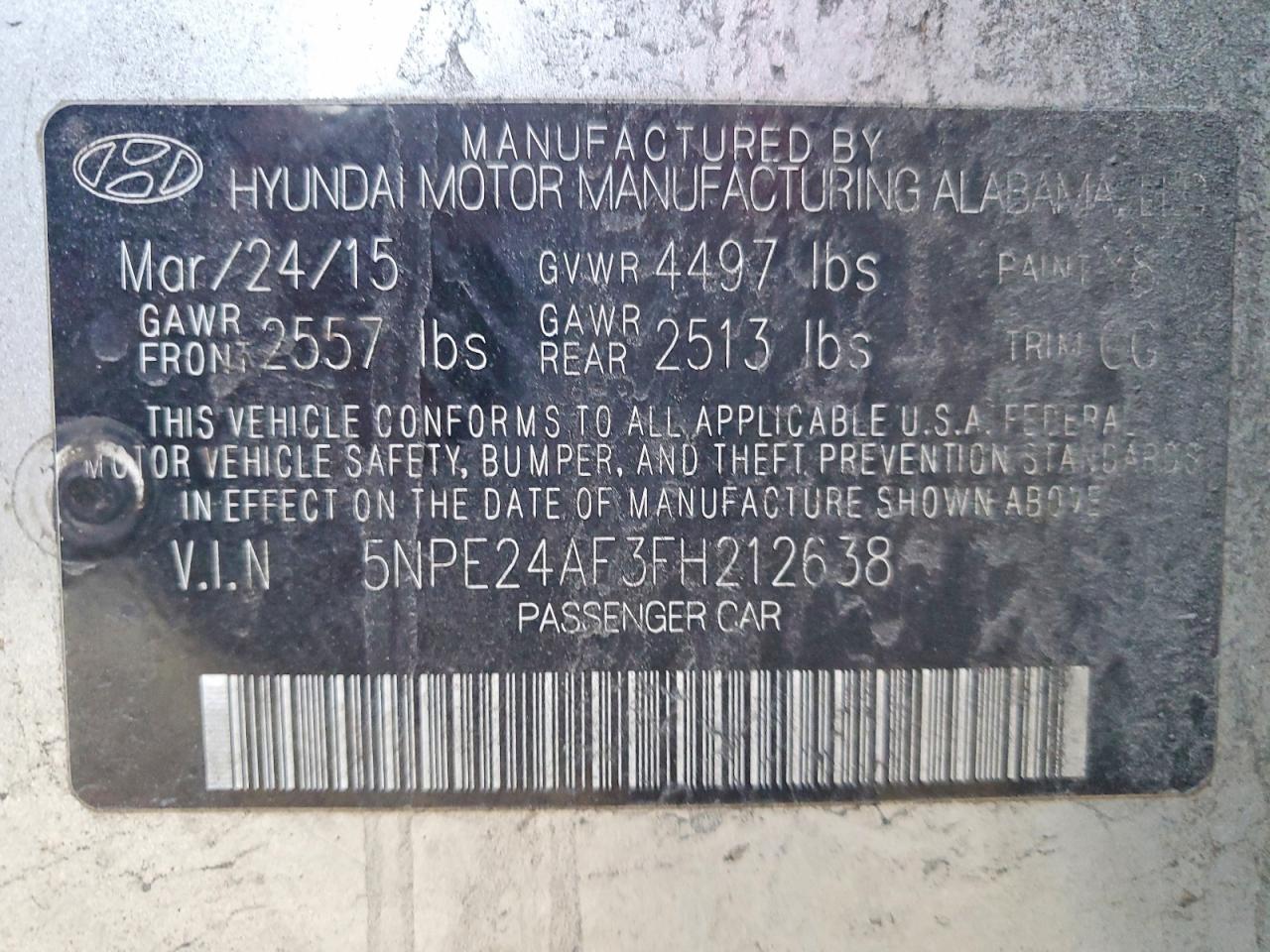 2015 HYUNDAI SONATA SE photo 23