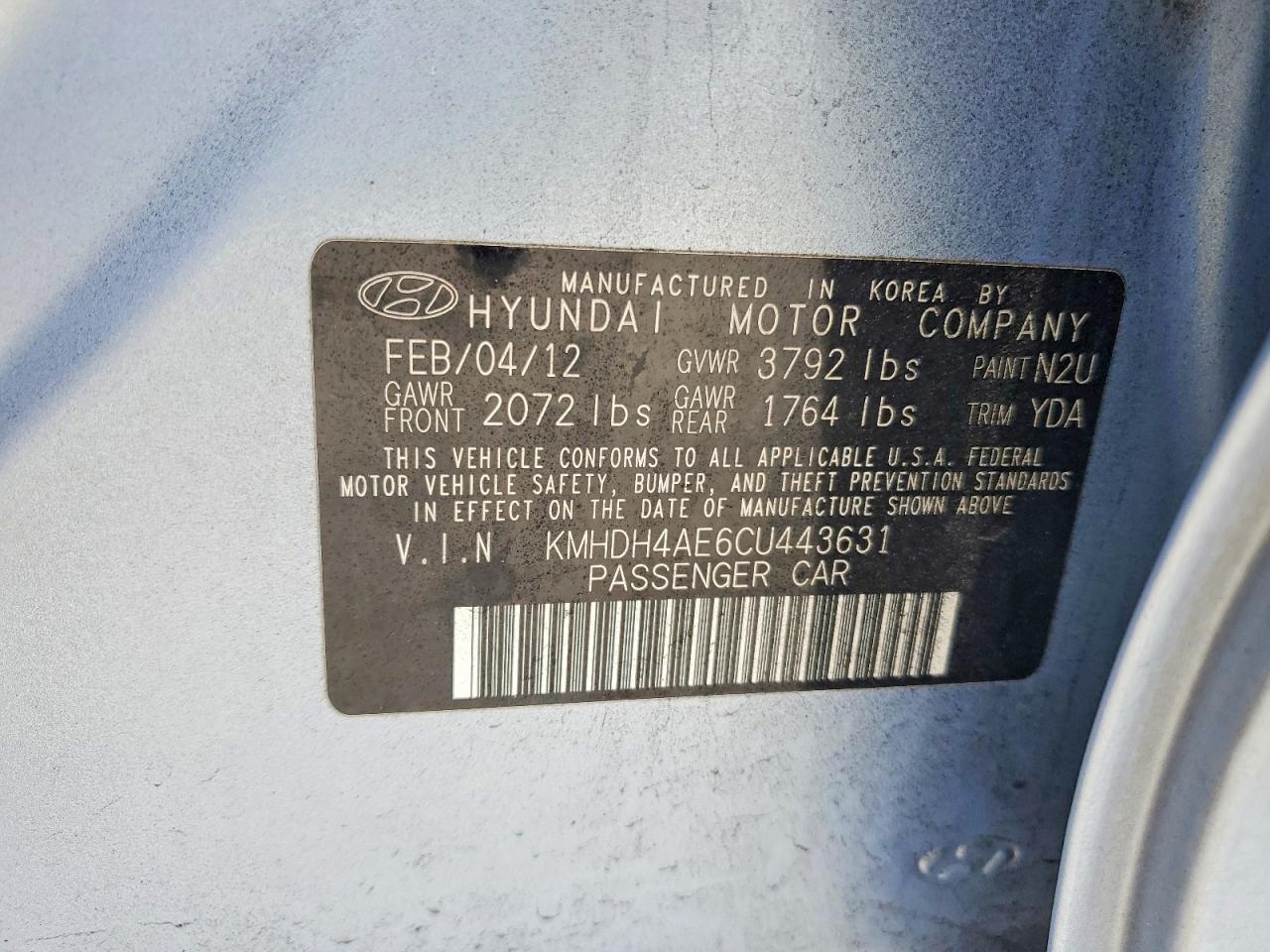 2012 HYUNDAI ELANTRA LIMITED photo 12