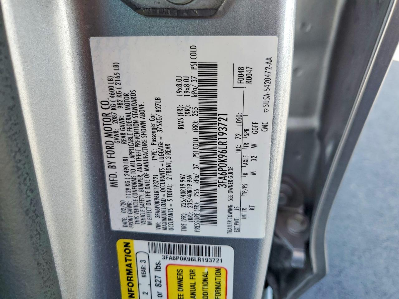 2020 FORD FUSION TITANIUM photo 23