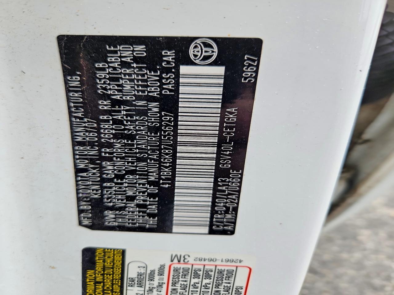 2007 TOYOTA CAMRY XLE V6 photo 25
