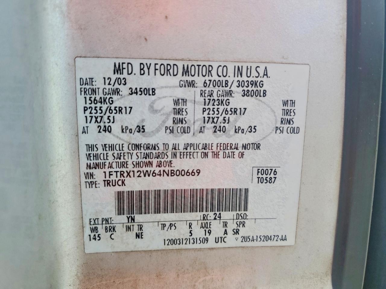 2004 FORD F150 photo 12