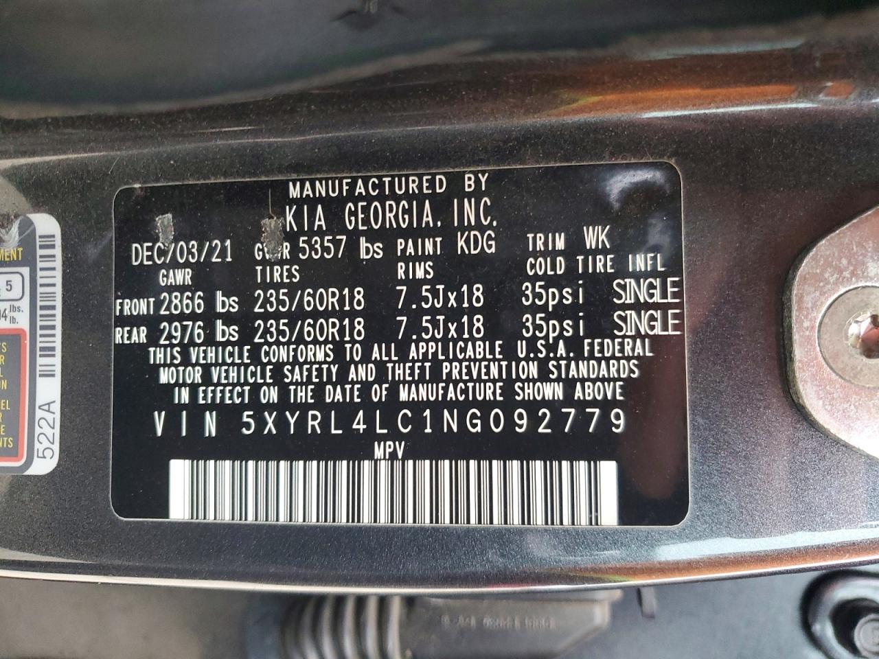 2022 KIA SORENTO S photo 25
