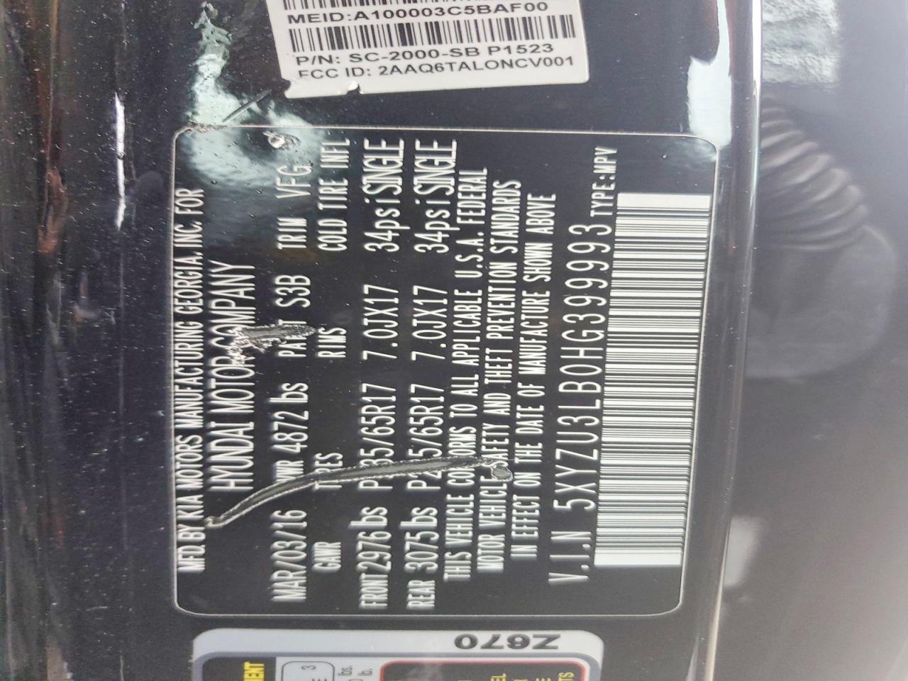 2017 HYUNDAI SANTA FE SPORT 2.4L photo 40