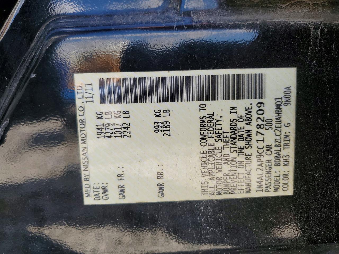 2012 NISSAN ALTIMA 2.5 photo 37