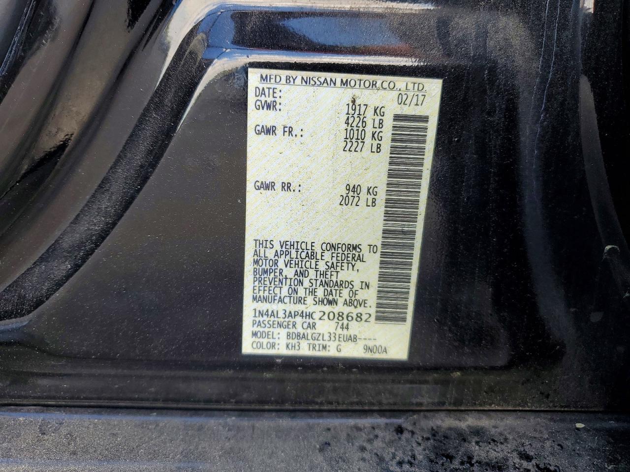 2017 NISSAN ALTIMA 2.5 S photo 12
