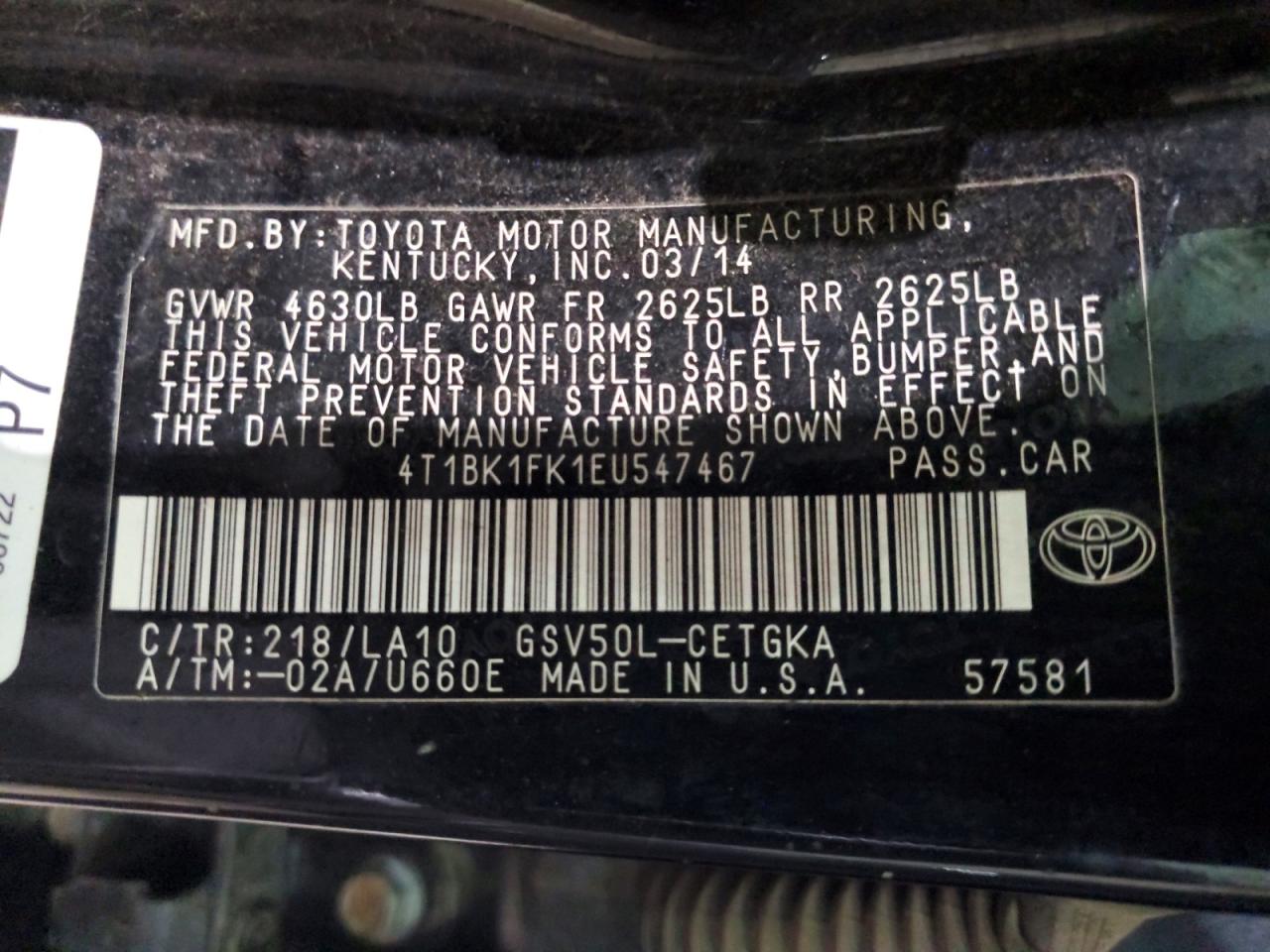 2014 TOYOTA CAMRY XLE V6 photo 23