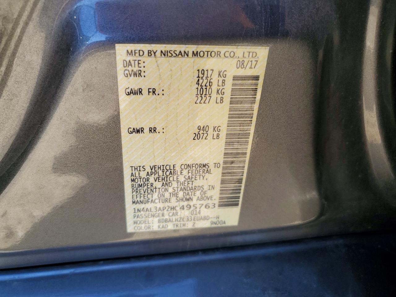 2017 NISSAN ALTIMA 2.5 SR photo 12
