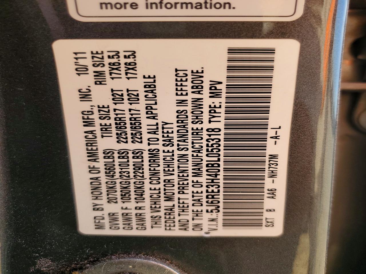 2011 HONDA CR-V SE photo 14