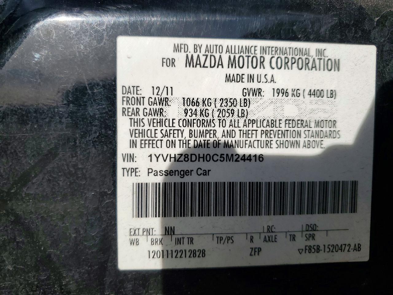 2012 MAZDA 6 I photo 23