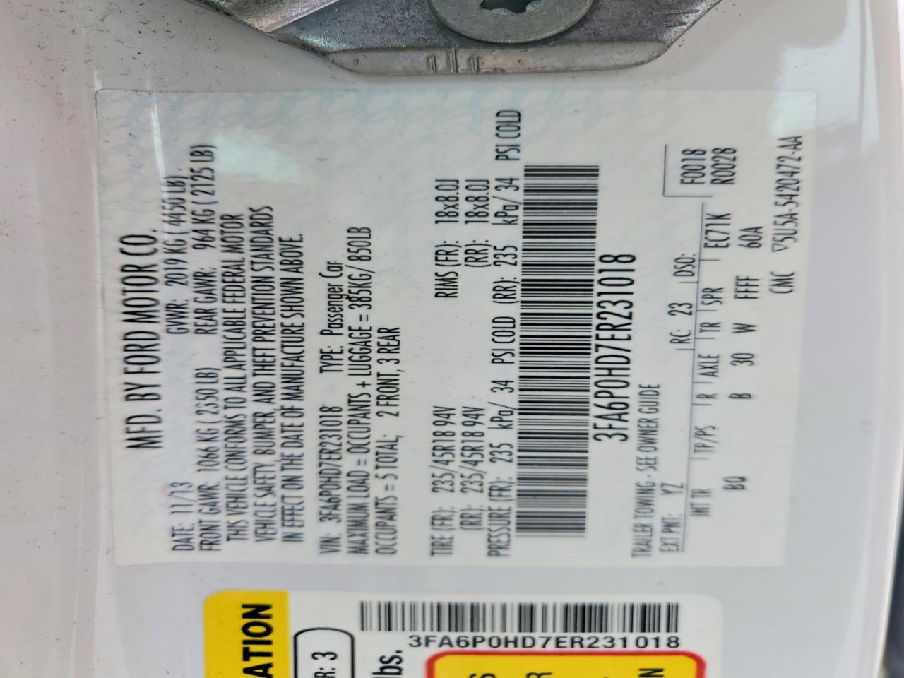 2014 FORD FUSION SE photo 13