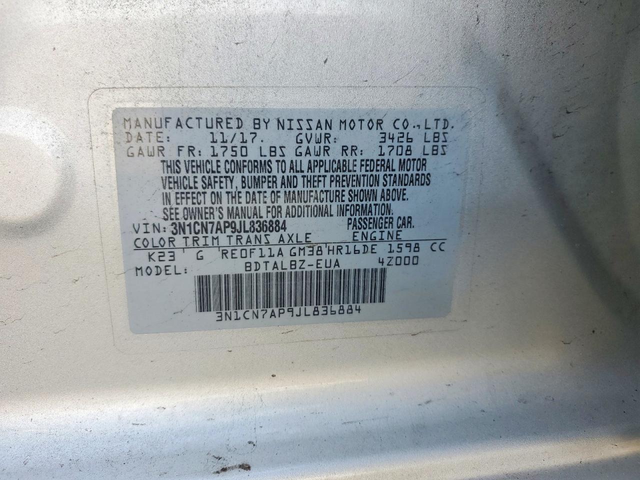 2018 NISSAN VERSA SV photo 23