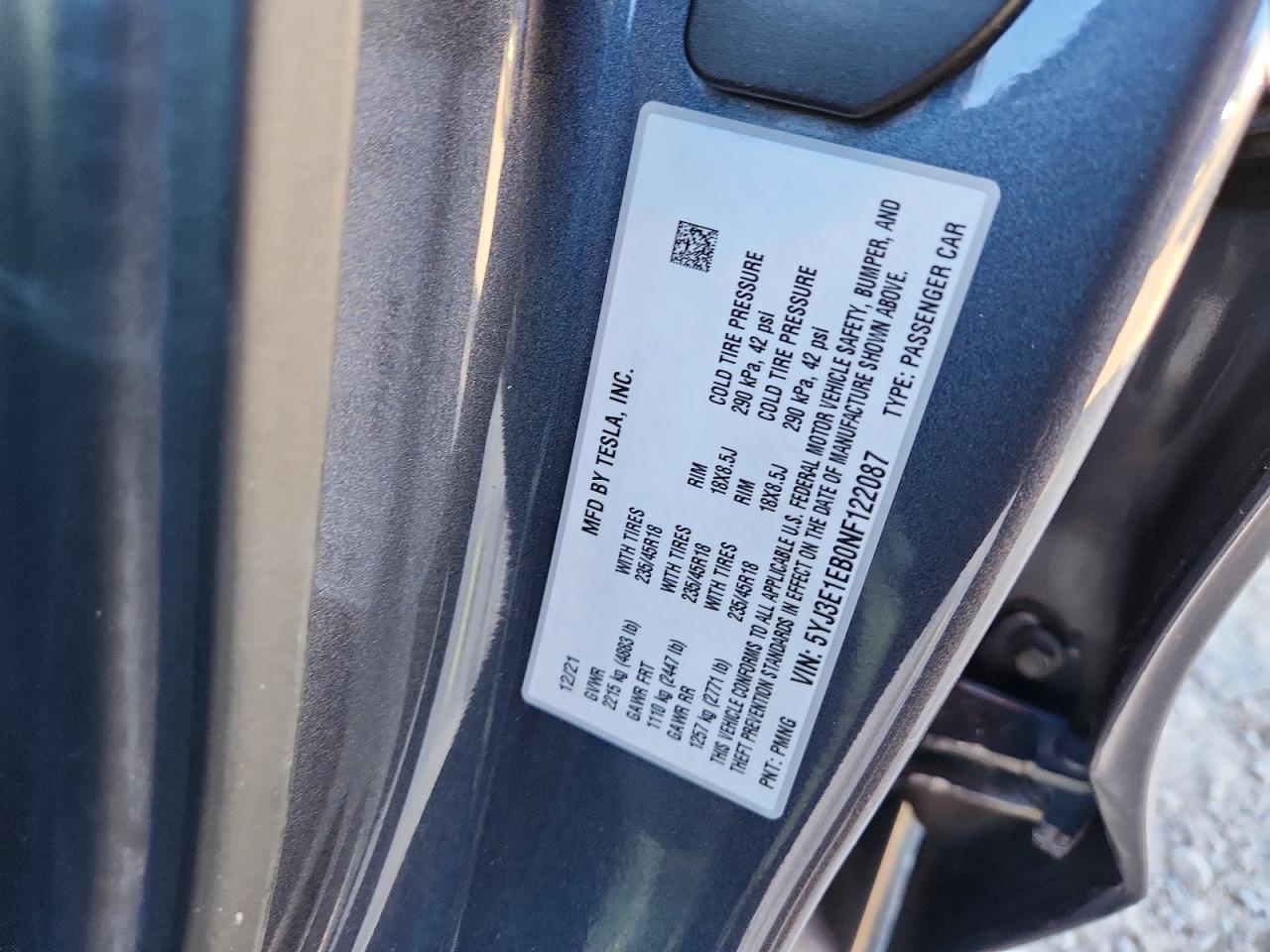 2022 TESLA MODEL 3 photo 34