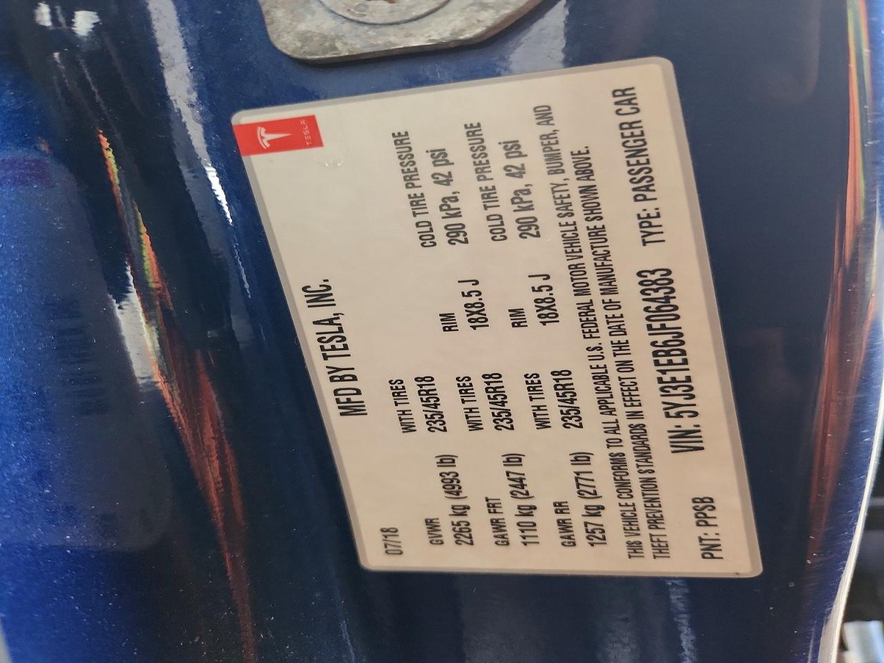 2018 TESLA MODEL 3 photo 12