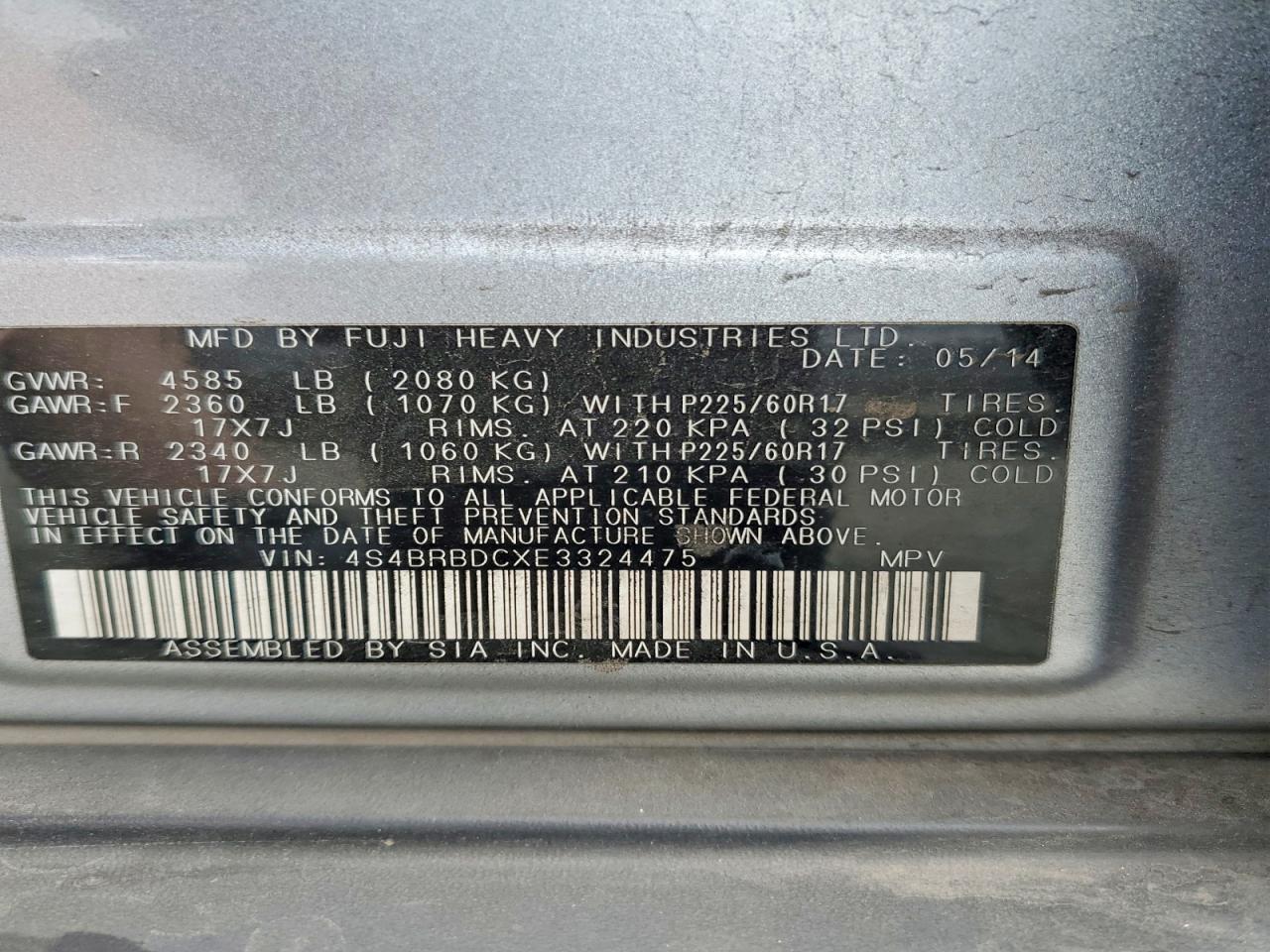 2014 SUBARU OUTBACK 2.5I PREMIUM photo 37