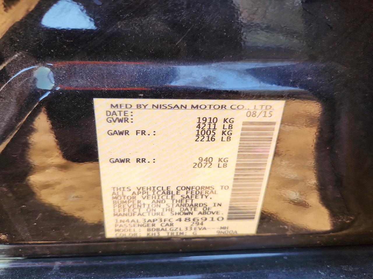 2015 NISSAN ALTIMA 2.5 S photo 12