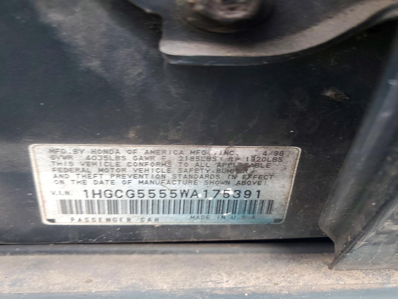 1998 HONDA ACCORD EX photo 12