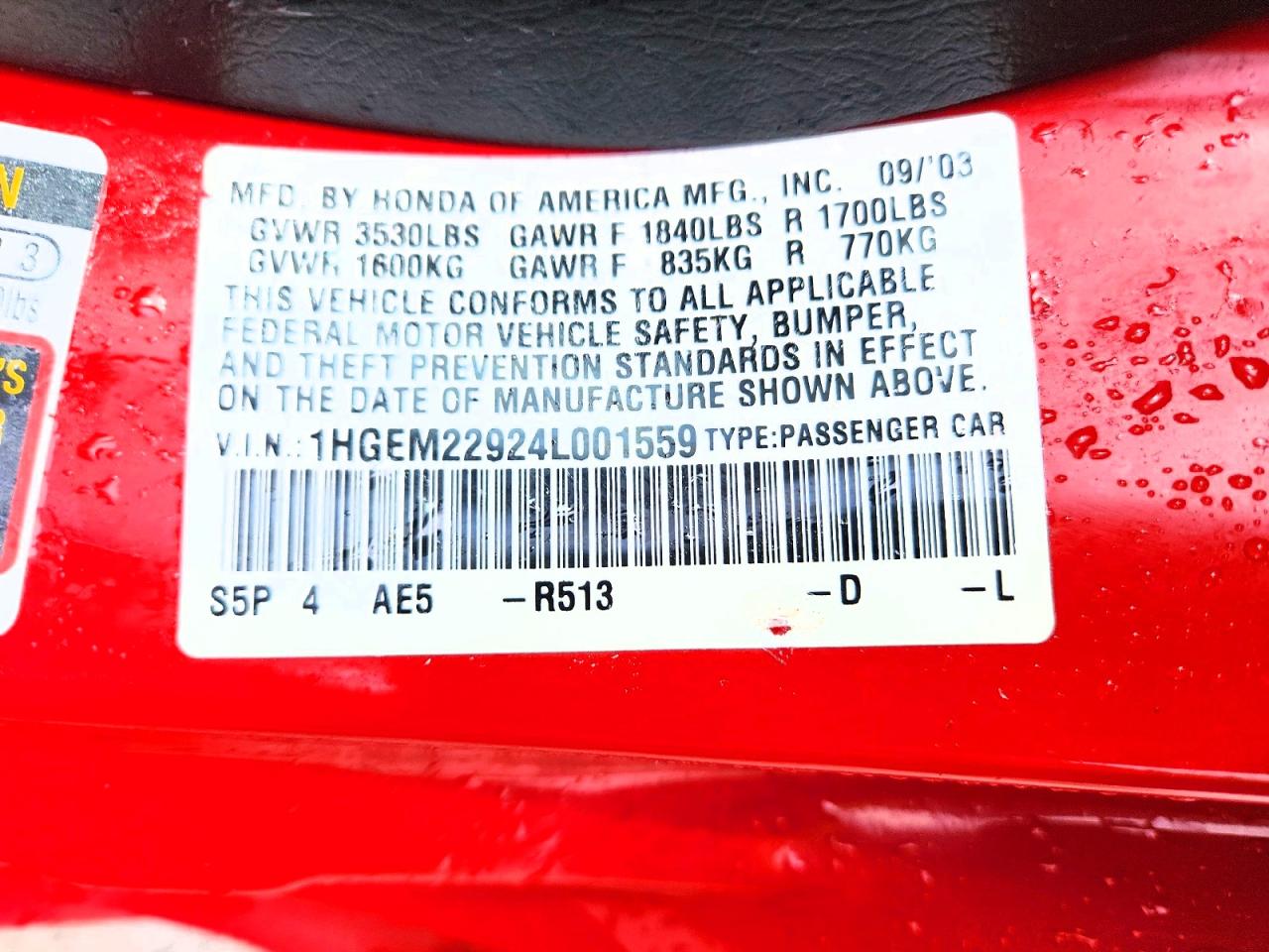 2004 HONDA CIVIC EX photo 23