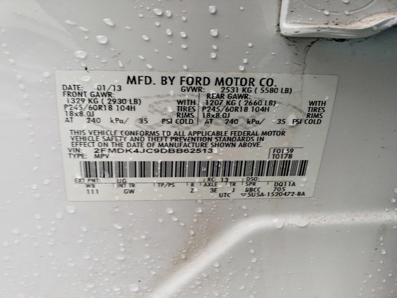 2013 FORD EDGE SEL photo 14