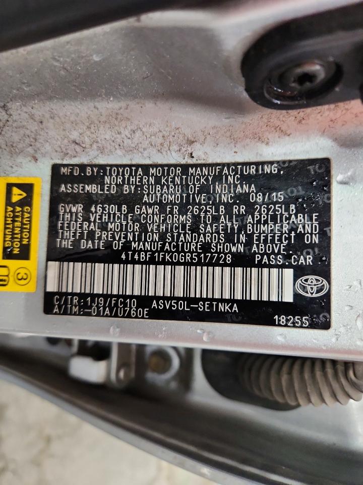2016 TOYOTA CAMRY LE photo 12