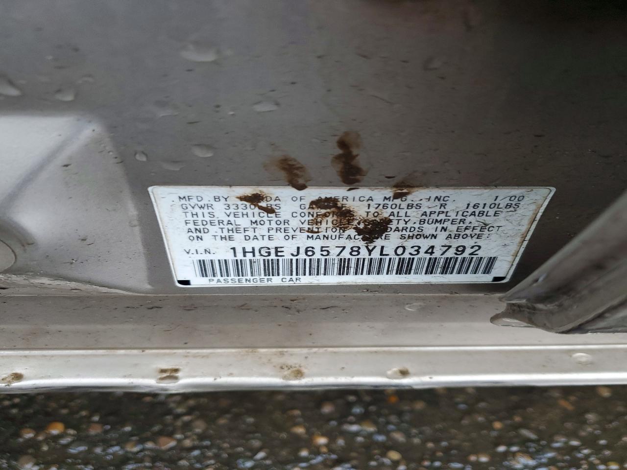 2000 HONDA CIVIC LX photo 12