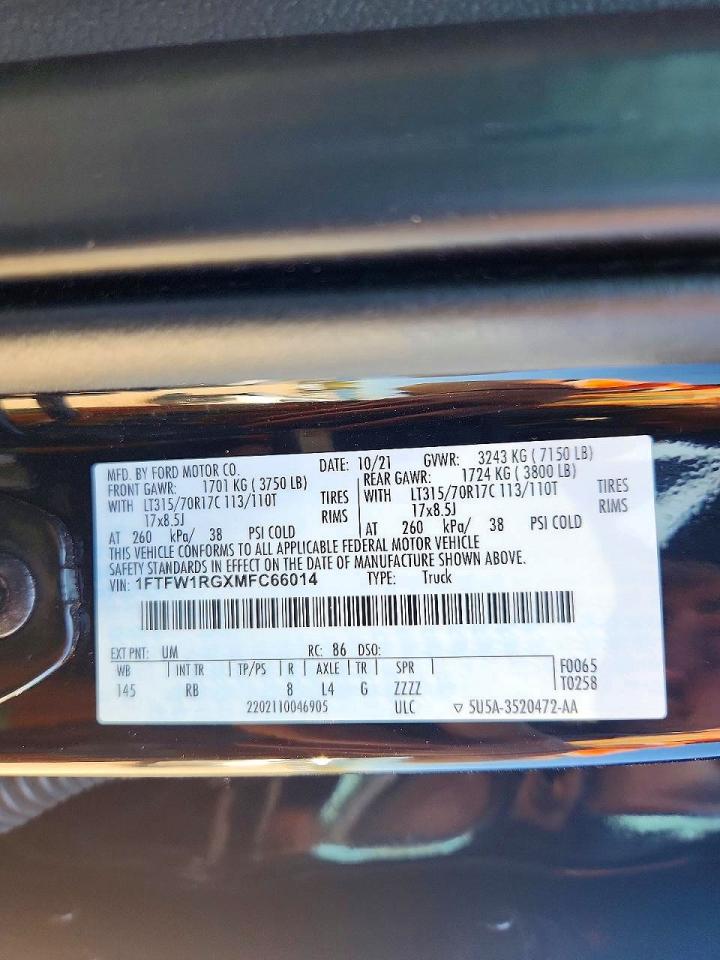2021 FORD F150 RAPTOR photo 23