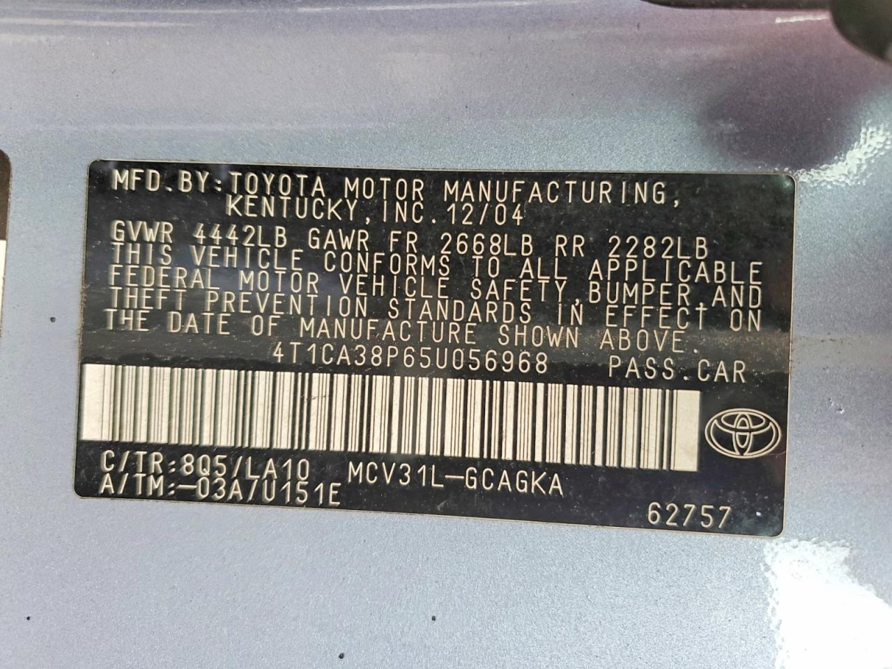 2005 TOYOTA CAMRY SOLARA SLE V6 photo 12