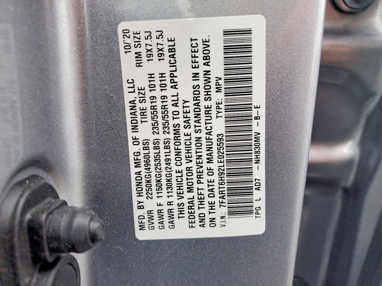 2020 HONDA CR-V TOURING photo 25