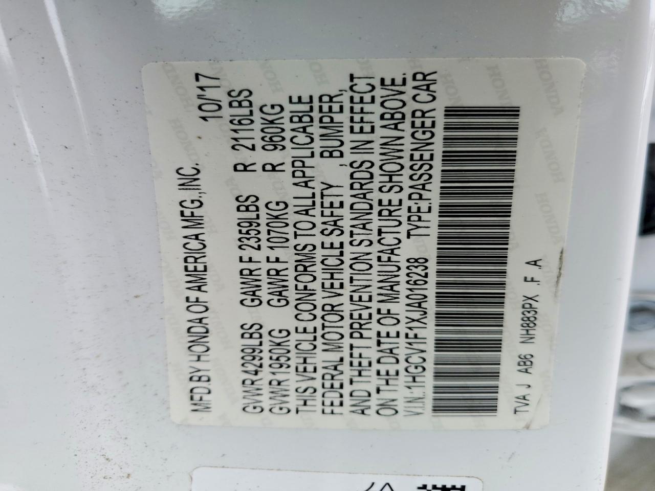 2018 HONDA ACCORD LX photo 23