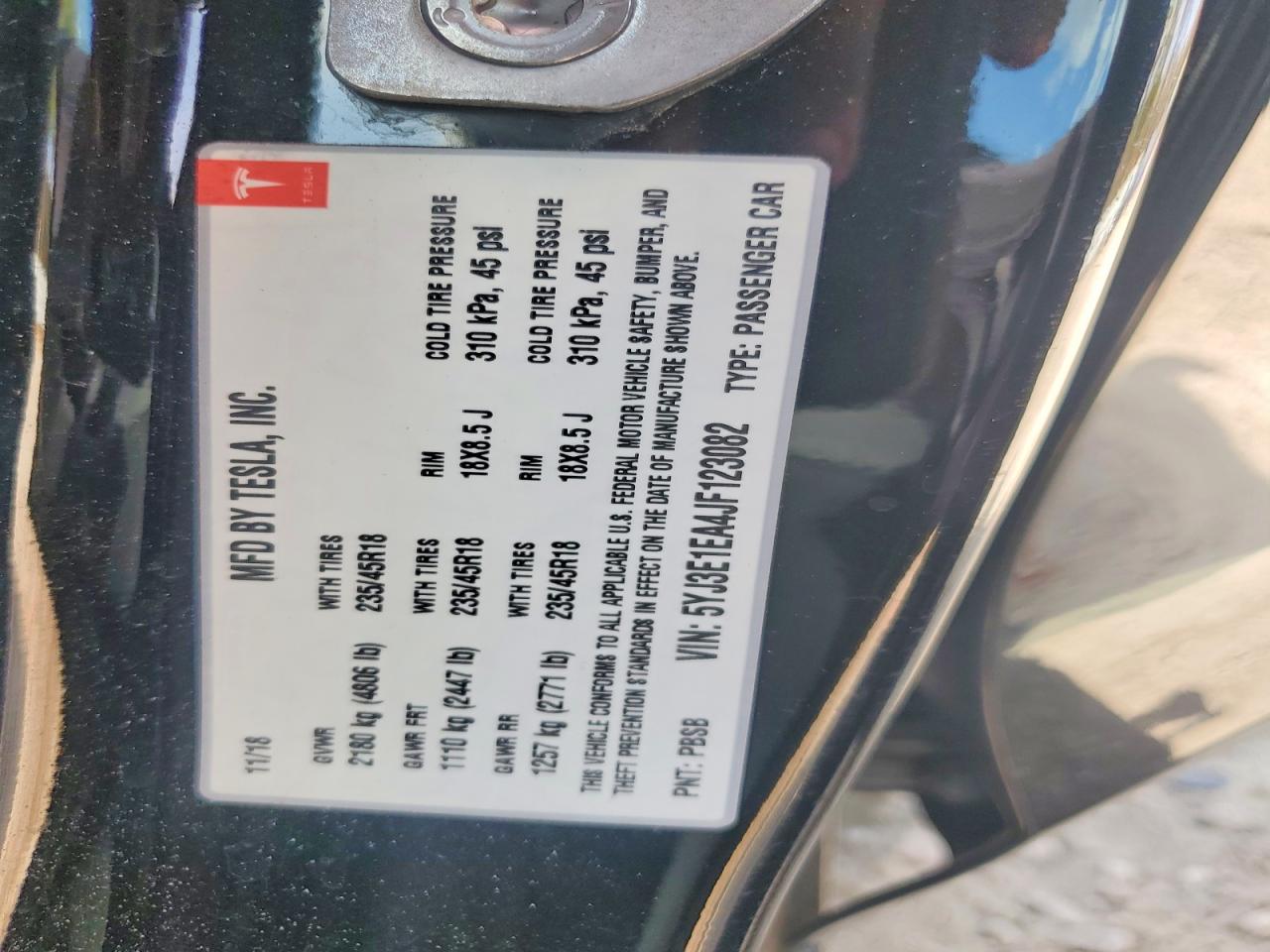 2018 TESLA MODEL 3 photo 12