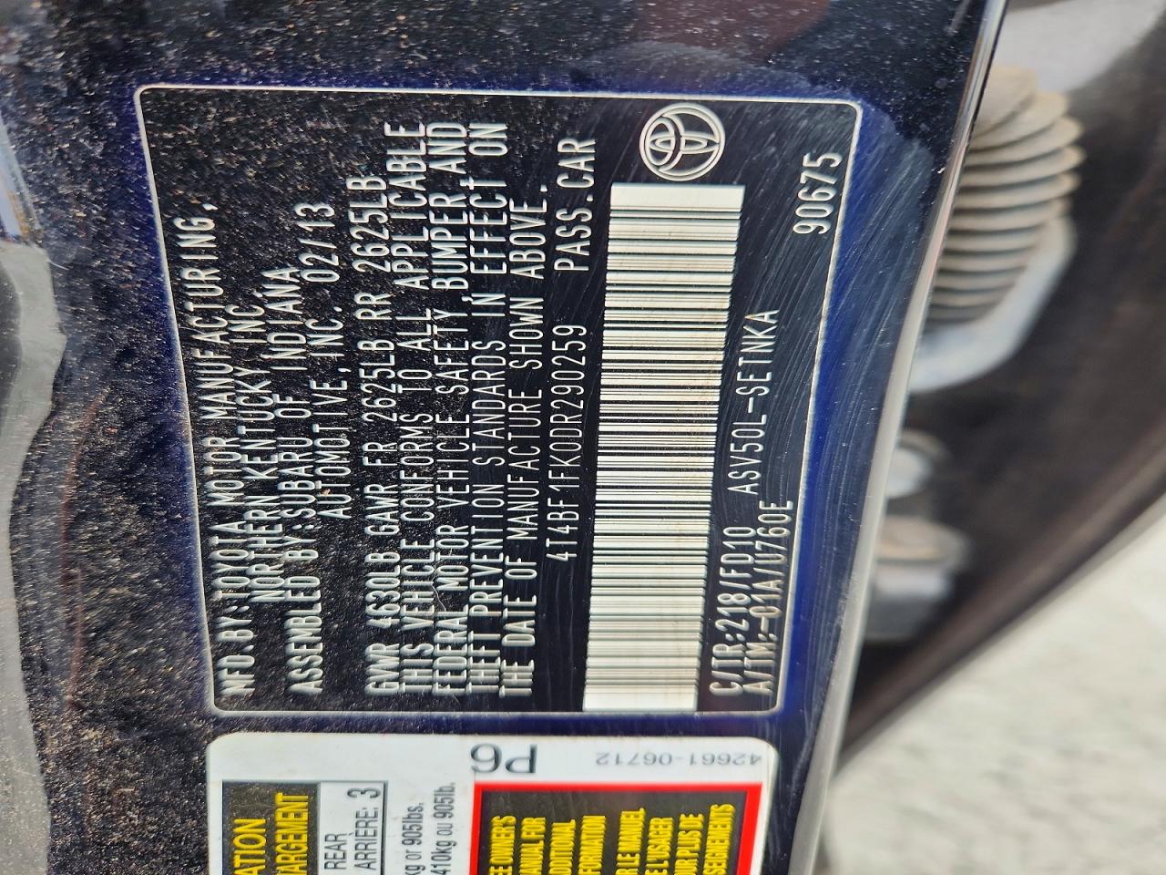 2013 TOYOTA CAMRY LE photo 23