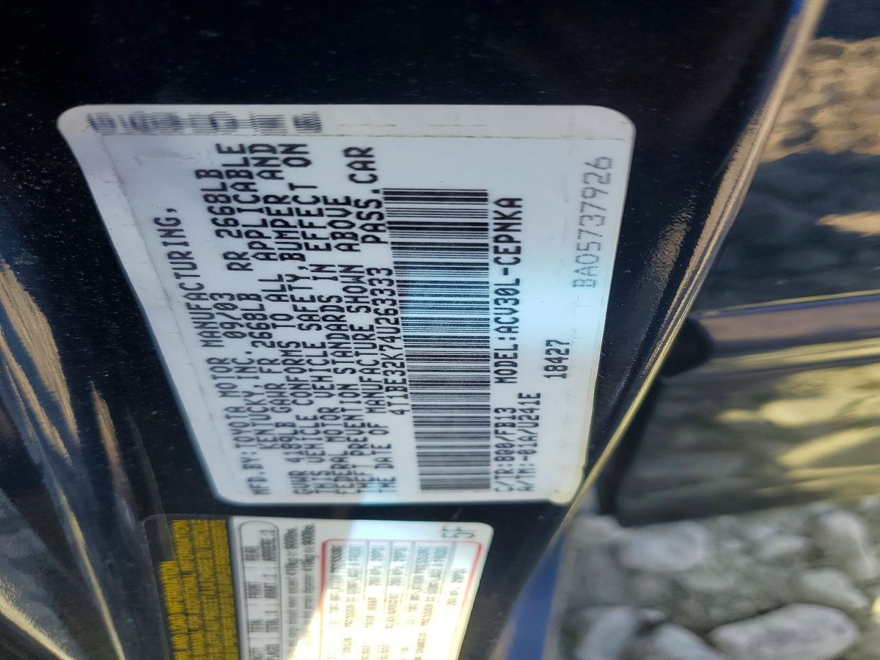 2004 TOYOTA CAMRY LE photo 23