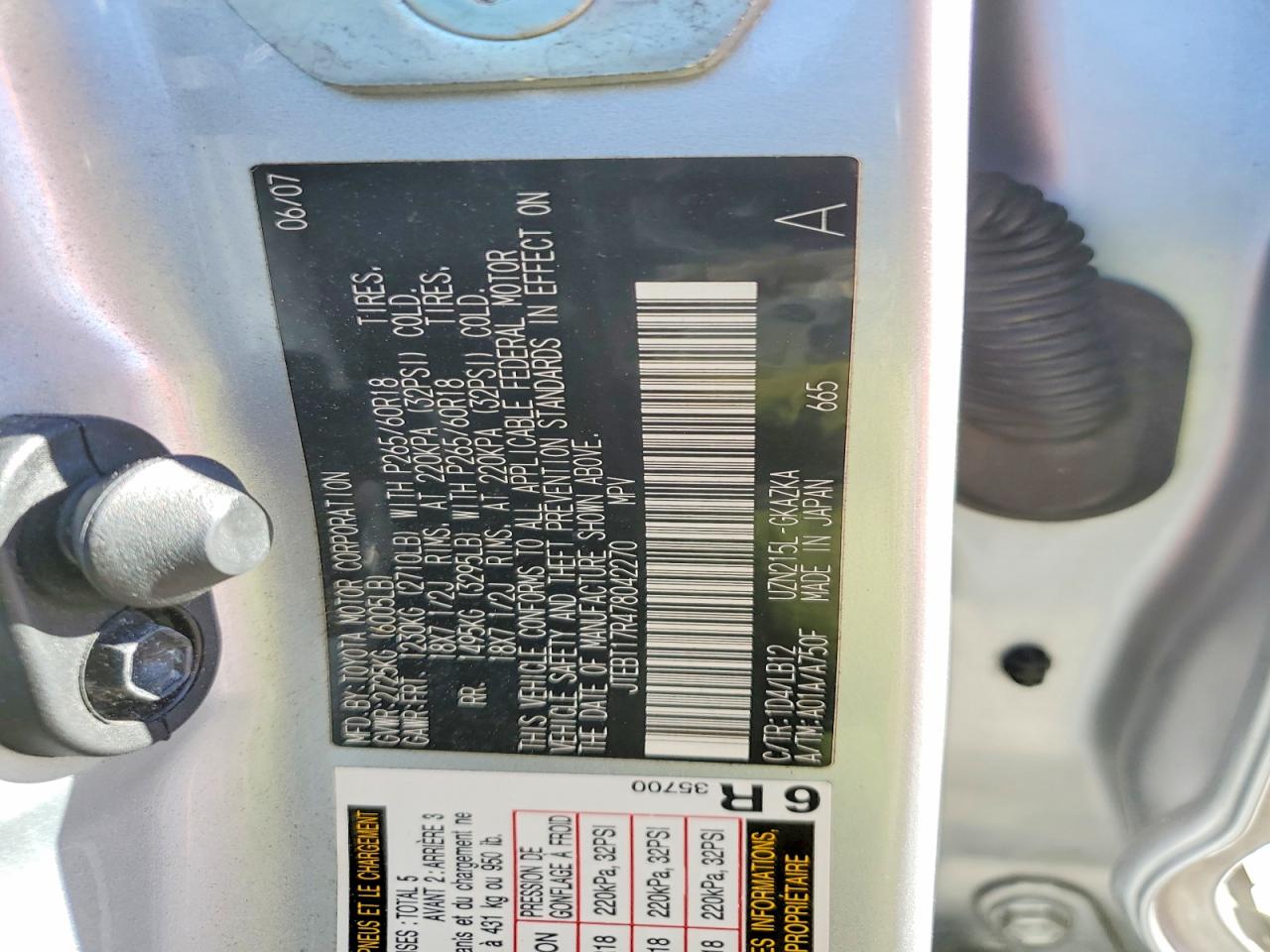 2007 TOYOTA 4RUNNER LIMITED photo 27