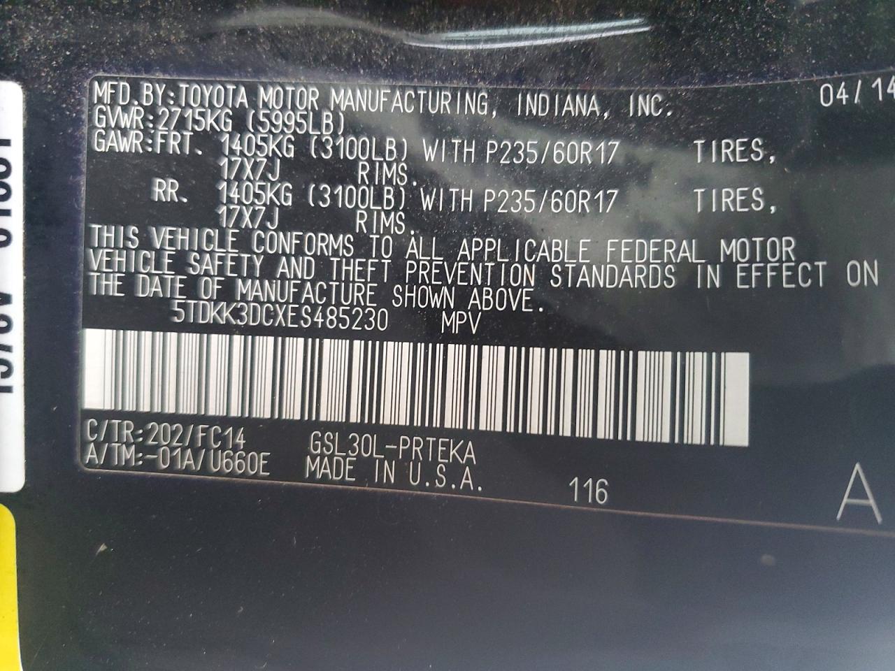 2014 TOYOTA SIENNA LE 8-PASSENGER photo 25