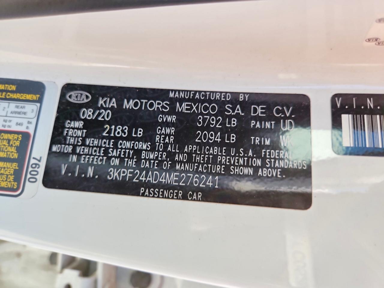 2021 KIA FORTE FE photo 12