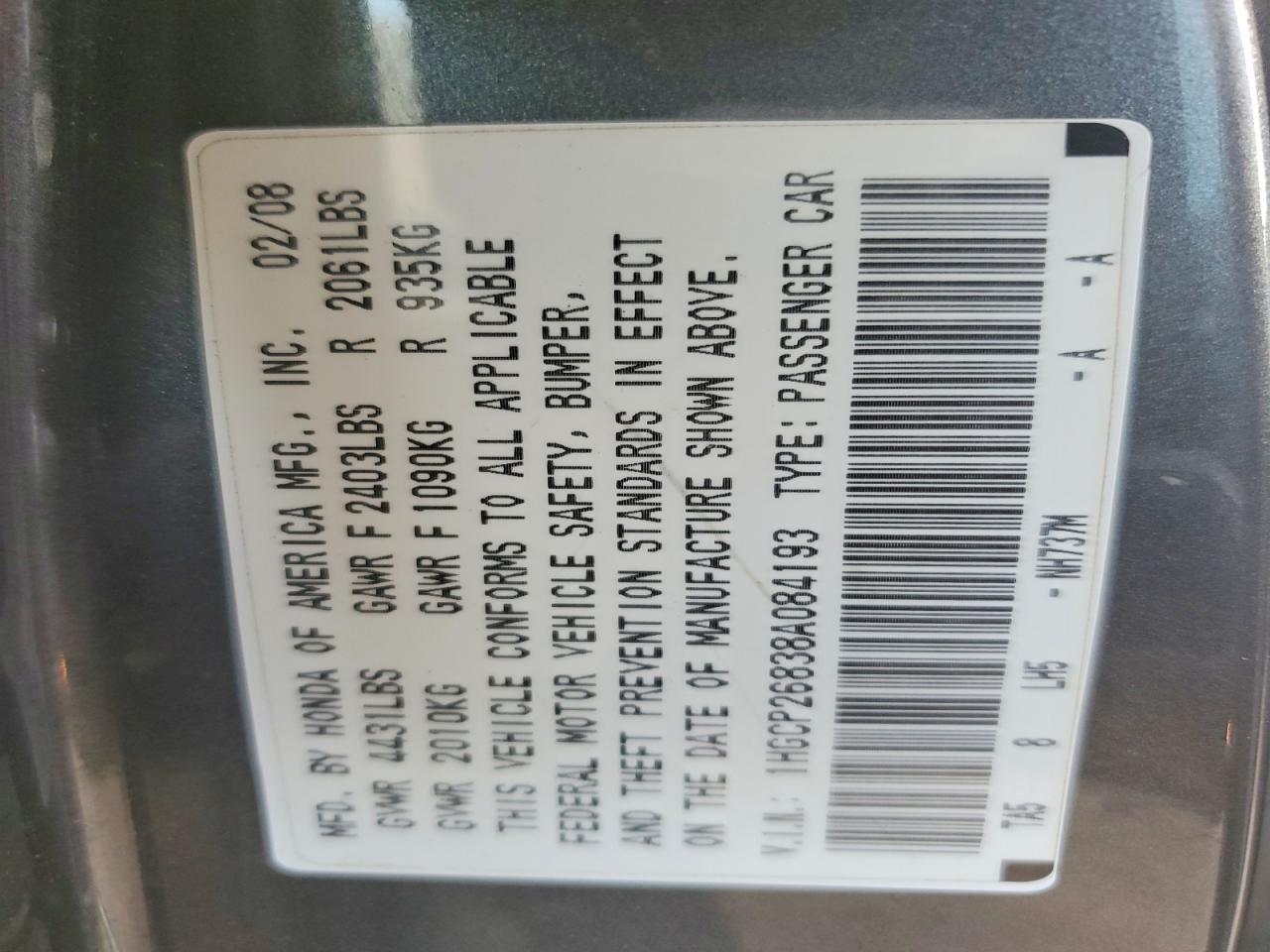 2008 HONDA ACCORD EXL photo 12