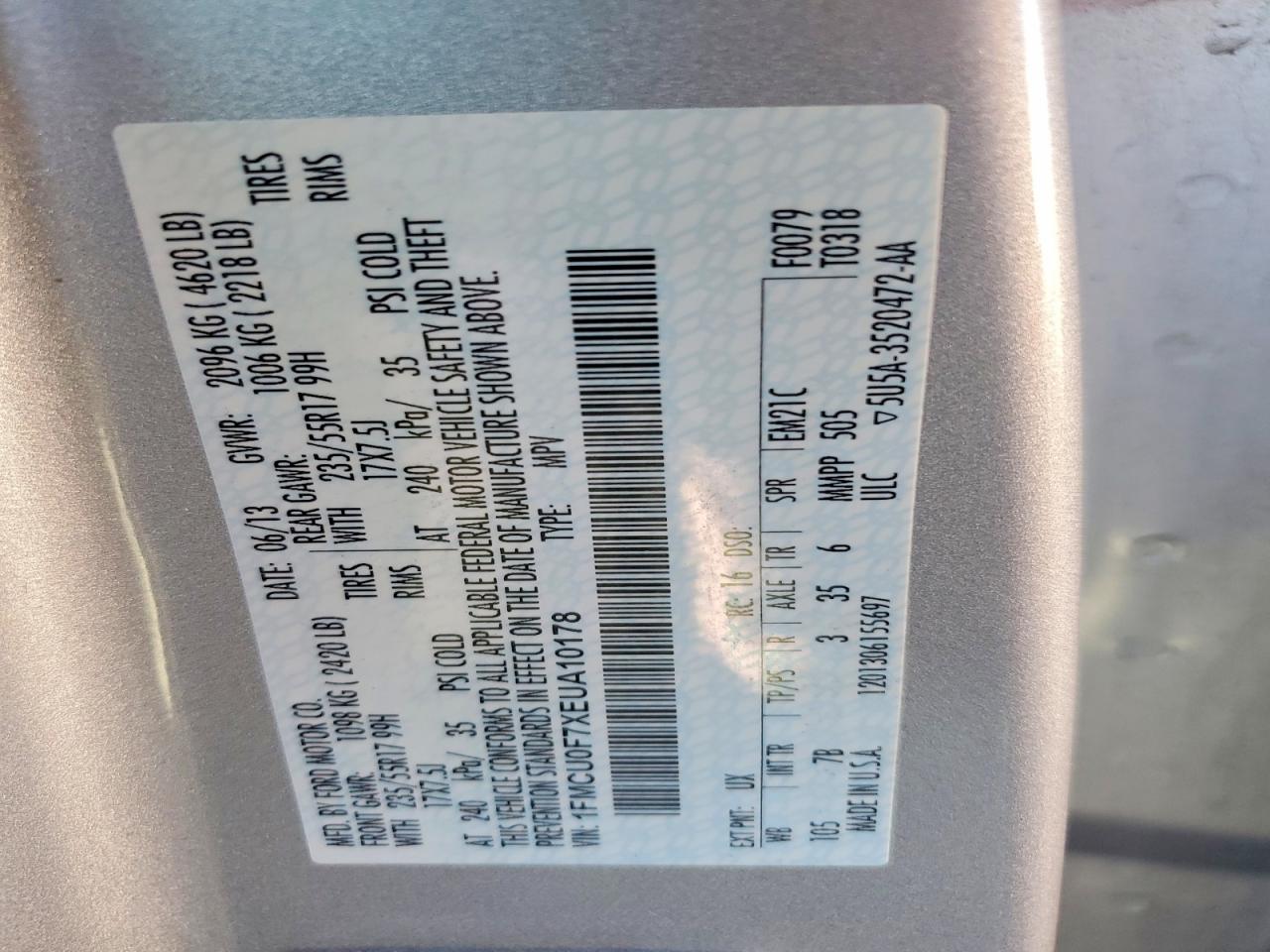 2014 FORD ESCAPE S photo 13