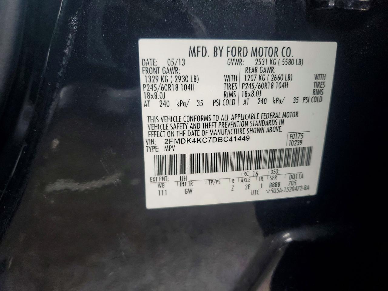 2013 FORD EDGE LIMITED photo 24