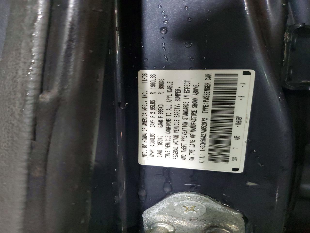 2007 HONDA ACCORD LX photo 23