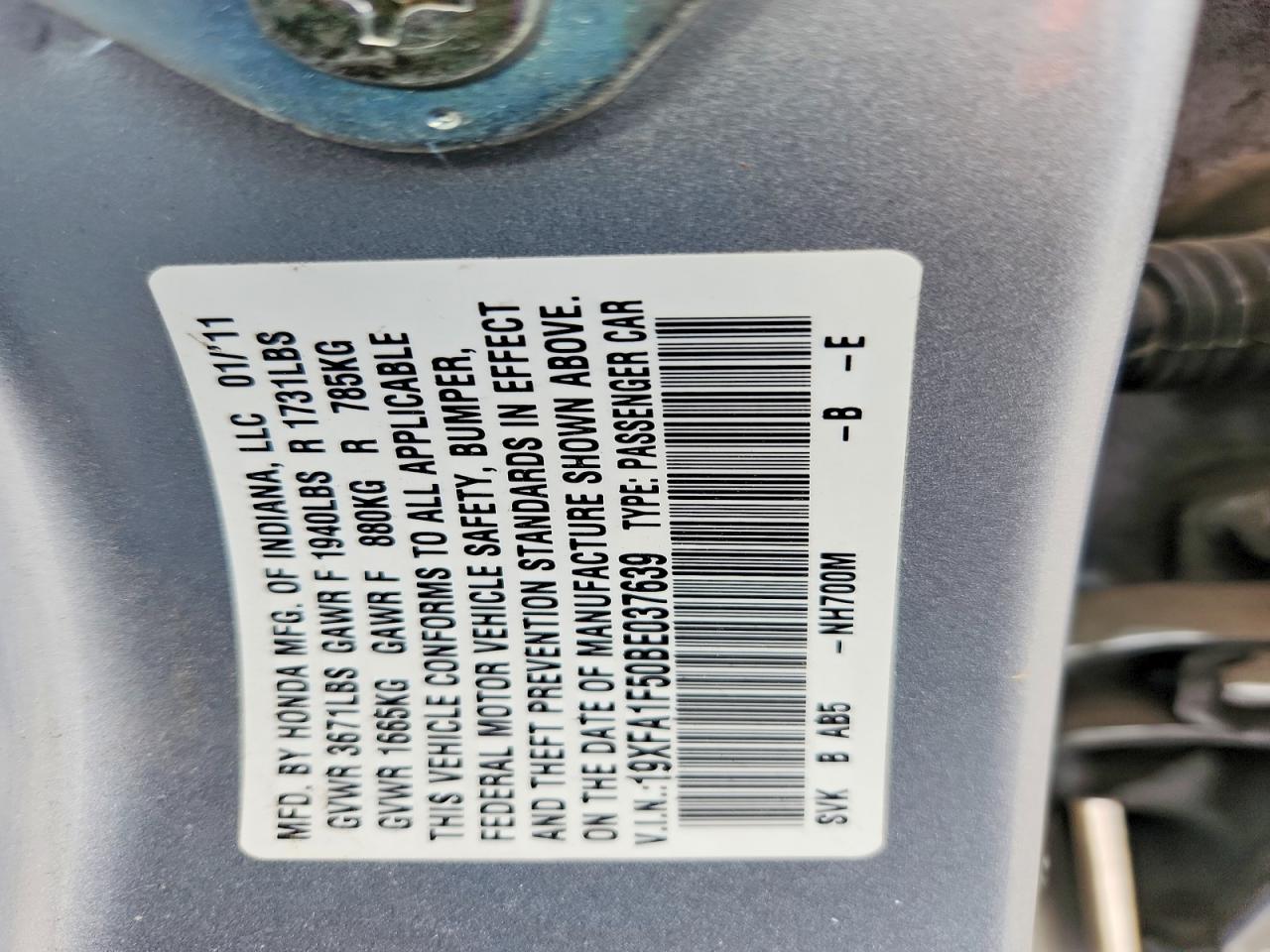 2011 HONDA CIVIC LX photo 13