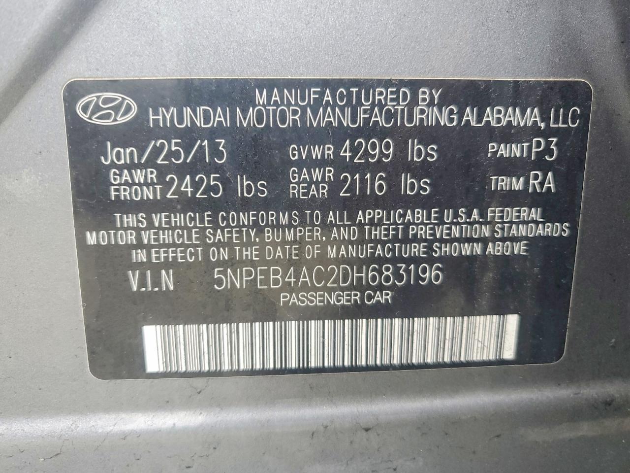 2013 HYUNDAI SONATA GLS photo 12