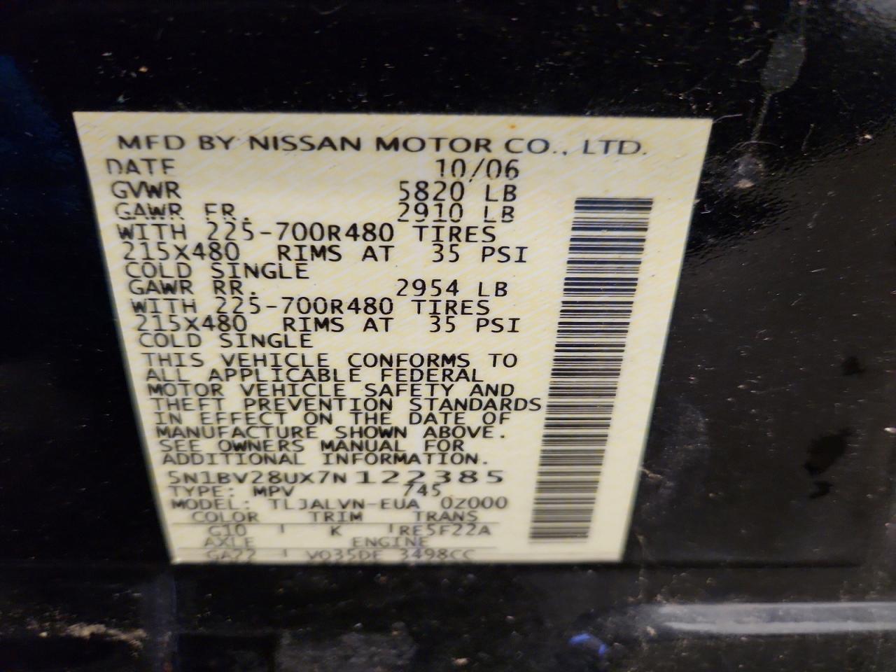 2007 NISSAN QUEST 3.5 photo 25